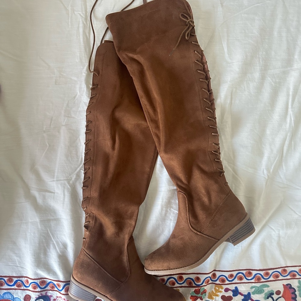 TOP Moda Tan Over-the-Knee Boots